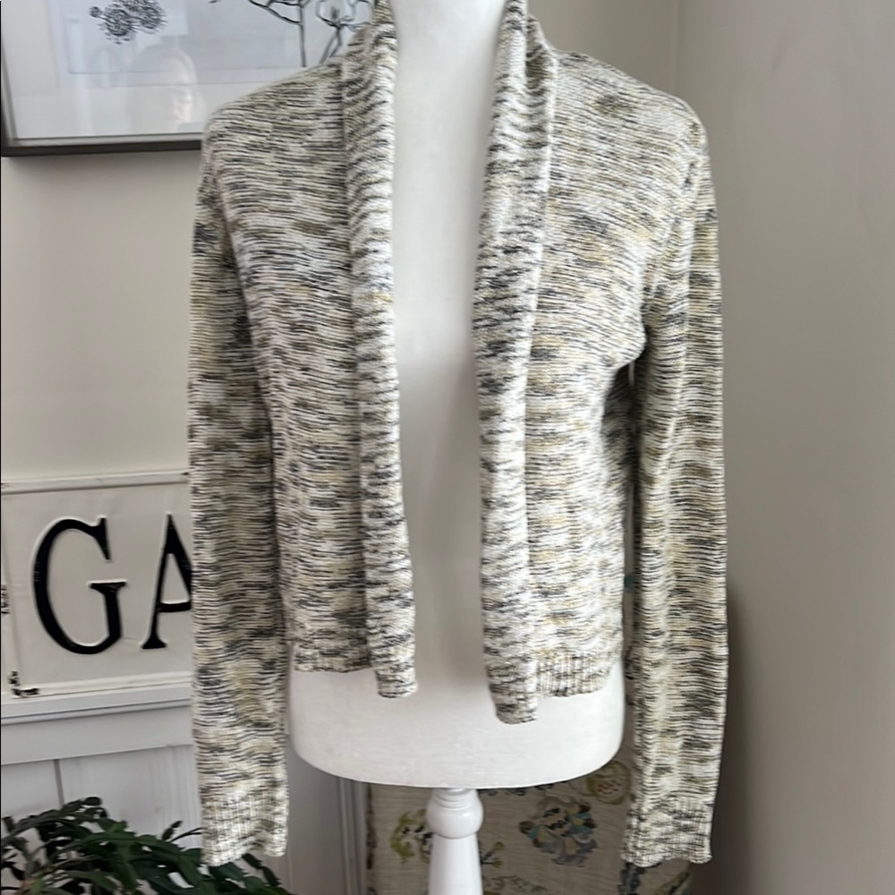 Lilla P Women's Gold/Black  open  Long Sleeve Cardigan Sweater